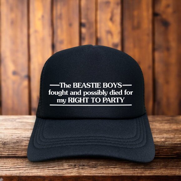 Beastie Boys Fight For Your Right To Party Mens Trucker Hat Black 90s Hip Hop - Picture 1 of 4